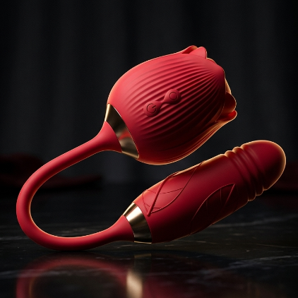 Vibrador Sophie Rosa 2 em 1 Recarregável 10 Modos Vibração e Pulsação